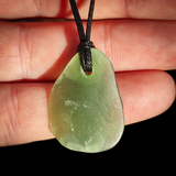 NZ Greenstone Pounamu Natural Freeform Pendant Necklace (N987)