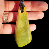 NZ Greenstone Pounamu XL Freeform Pendant Necklace (N1005)
