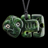 Natural Jade Side Hei Tiki Pendant Necklace (N2253)