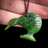 NZ Greenstone Pounamu Kiwi Pendant Necklace (N840)