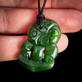 NZ Greenstone Pounamu Tiki Pendant Necklace (N930)