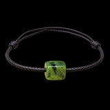 Natural Jade Cube Simplistic Cord Bracelet