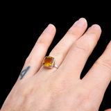 (T) Solid 925 Sterling Silver & Natural Citrine Stone Handmade Ring