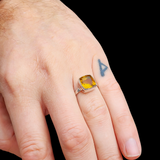 (T) Solid 925 Sterling Silver & Natural Citrine Stone Handmade Ring