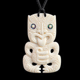 Etched Hei Tiki Bone Carving Pendant Necklace