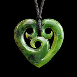 Natural Jade Triple Koru Heart Pendant Necklace (N2201)