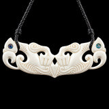 XL Double Manaia Bone Carving Pendant Necklace
