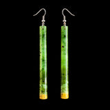 Natural Jade Cylinder Drop Hook Earrings (N1133)