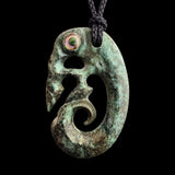 Natural Obay Stone / Polychrome Schist Manaia Pendant Necklace (N2143)