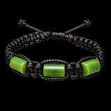 Natural Jade Cylinder Macrame Bracelet (Black)