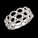 CLEARANCE (T) Solid 925 Sterling Silver Honeycomb 10mm Wide Band Ring