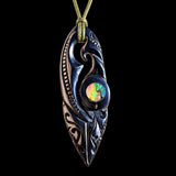 Manaia Spear Black Bone Carving Pendant Necklace