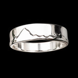 CLEARANCE (T) Solid 925 Sterling Silver Mountains Band Ring