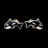 Childrens 925 Sterling Silver Orca Stud Earrings