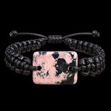 Natural NZ Rhodonite / Pink Pounamu One Off Macrame Bracelet (1A3-854)