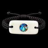 Paua Bone Carving Macrame Bracelet