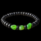 Natural Jade & Black Coconut Wood Bracelet