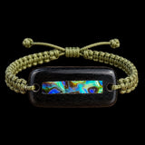 Paua & Black Bone Carving Macrame Bracelet