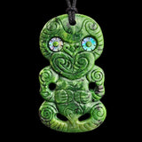 Natural Jade Hei Tiki Pendant Necklace (N2157)