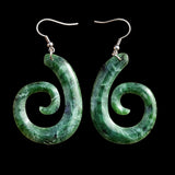 Natural Jade Koru Hook Earrings (N1134)
