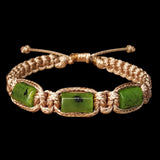 Natural Jade Cylinder Macrame Bracelet (TAN)