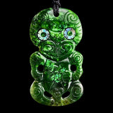 Natural Jade Hei Tiki Pendant Necklace (N2189)