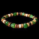 Natural Jade & Mixed Coconut Elastic Bracelet