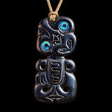 Hei Tiki Black Bone Carving Pendant Necklace