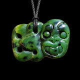 Natural Jade Hei Tiki Pendant Necklace (N1202)
