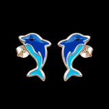 Childrens 925 Sterling Silver Dolphin Stud Earrings