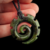 Natural Jade Notched Koru Pendant Necklace (N2123)