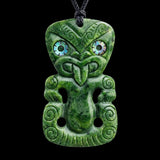 Natural Jade Hei Tiki Pendant Necklace (N2162)