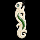 XL Manaia Jade & Bone Carving Pendant Necklace