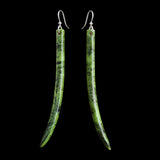 Natural Jade Curved Drop Hook Earrings (N1135)