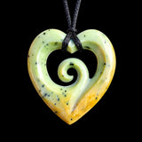 Natural Jade Koru Heart Pendant Necklace (N1111)
