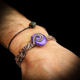 Handmade Copper & Natural Charoite Wrap Cuff Bracelet