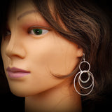 925 Sterling Silver 3x Round Set Hanging Italian Earrings