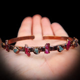Electroformed Copper & Natural Raw Aquamarine with Raw Pink Tourmaline Bracelet