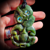 NZ Greenstone / Pounamu Tiki Pendant Necklace (N699)