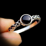 CLEARANCE (O) Solid 925 Sterling Silver & Natural Black Onyx 6mm Round Celtic Band Ring