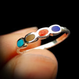 CLEARANCE (M) Solid 925 Sterling Silver & Mixed Gemstone 3.2mm Band Ring