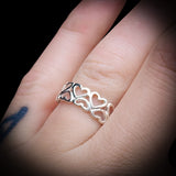 CLEARANCE (O) Solid 925 Sterling Silver Double Heart Band Ring