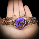 Handmade Copper & Natural Charoite Wrap Cuff Bracelet