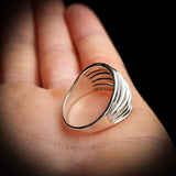 (Q) Solid 925 Sterling Silver 15mm Oxidized Spiral Cage Ring