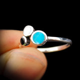(O) Solid 925 Sterling Silver & Natural Turquoise, Moonstone, Onyx Ring