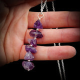 Solid 925 Sterling Silver & Natural Raw Amethyst Handmade Necklace