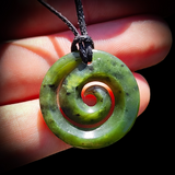 NZ Greenstone / Pounamu Closed Koru Pendant Necklace (N712)