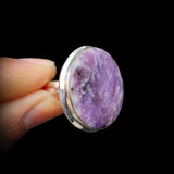 (O) Solid 925 Sterling Silver & Natural Lepidolite Handmade Ring