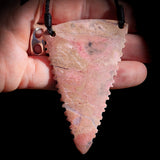 NZ Rhodonite / Pink Pounamu Niho Tooth Pendant Necklace (N671)