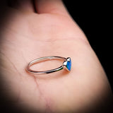 (O) Solid 925 Sterling Silver & Created Opal Heart Ring
